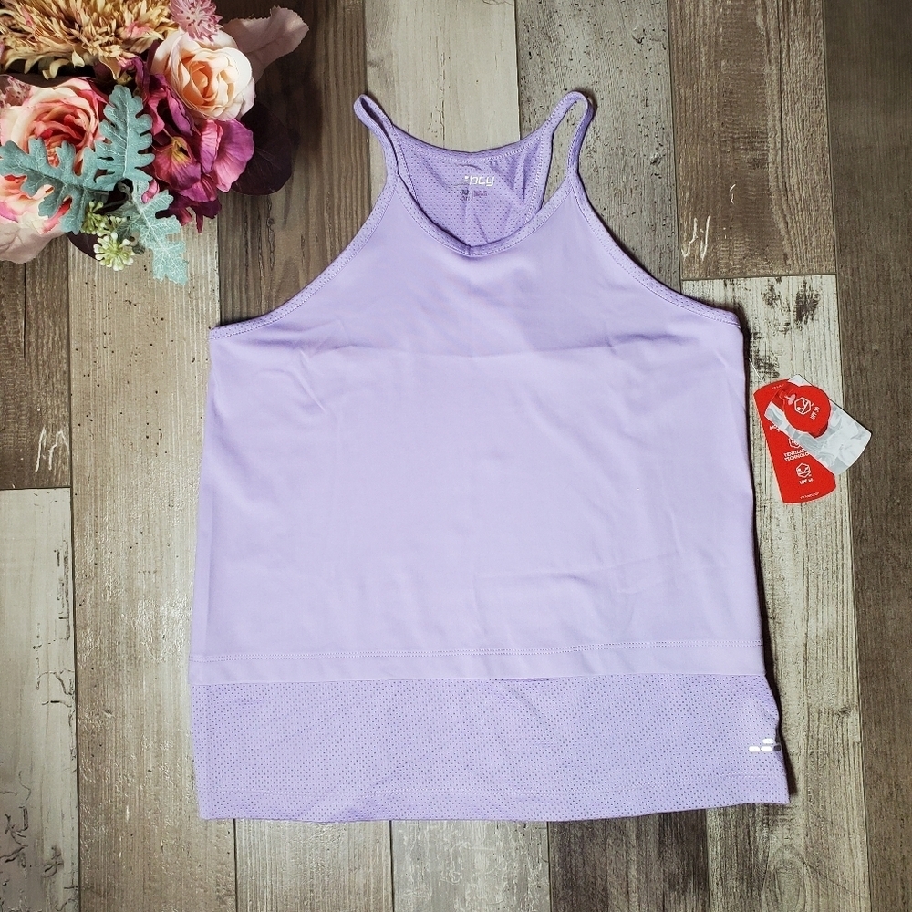 nwt bcg training tech mesh back tank top girls size xl 16 upf 50 purple rose